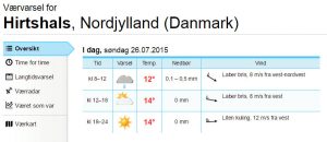Værvarsel for Hirtshals, Nordjylland (Danmark) – yr.no – Google Chrome 26-07-2015 080517
