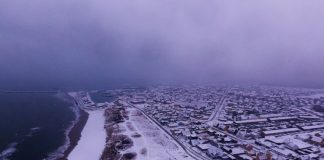 Drone over snedækket Hirtshals
