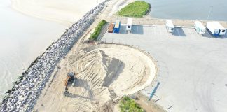 Fundamentet graves ud til vindmøllerne på Hirtshals Havn